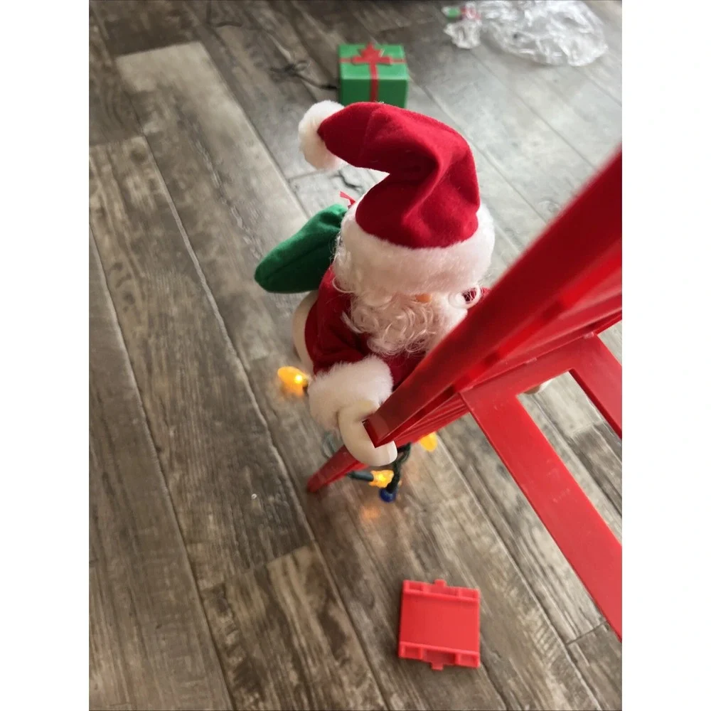 Klimbing Kris Kringle Santa Climbs 4ft Ladder 12 Christmas Melodies Lights Works